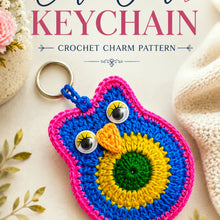 Crochet Owl Keychain Pattern PDF, Cute Amigurumi Bird Charm Design, Kids Backpack Accessory, Handmade Keyring Tutorial