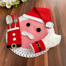 Christmas Crochet Table Set PDF Pattern With Santa Placemat - Cutlery Holder And Napkin Ring For Holiday Table Decor
