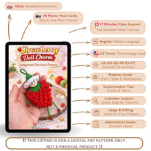 Crochet Strawberry Doll Pattern PDF, Amigurumi Keychain Tutorial, Cute Fruit Girl Ornament, Handmade Bag Charm Design