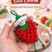 Crochet Strawberry Doll Pattern PDF, Amigurumi Keychain Tutorial, Cute Fruit Girl Ornament, Handmade Bag Charm Design
