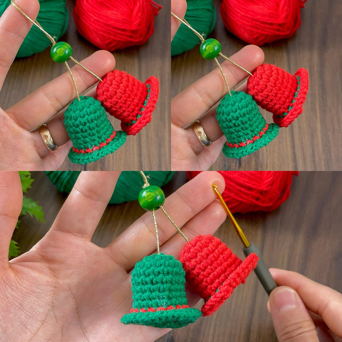 Mini Crochet Christmas Bells PDF Pattern - Handmade Small Bell Decorations - Hand Trendy