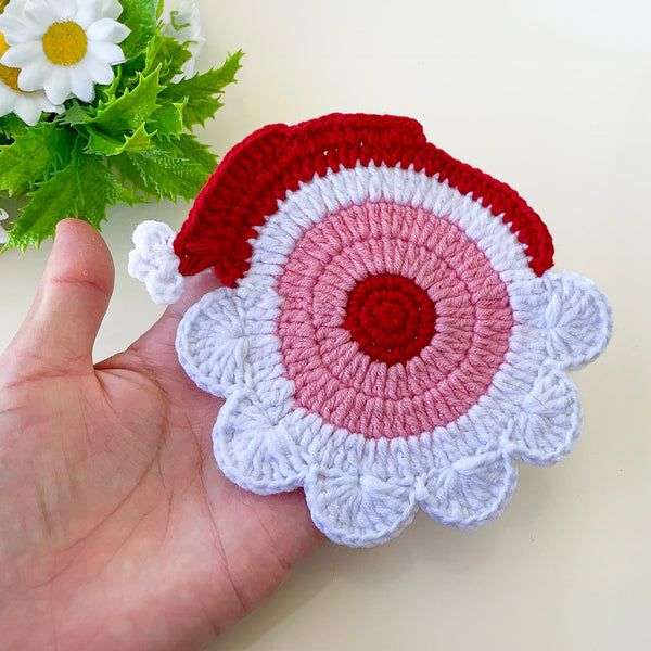 Crochet Santa Claus Coasters PDF Pattern, Adorable Christmas Decor for Home and Coffee Lovers - Hand Trendy