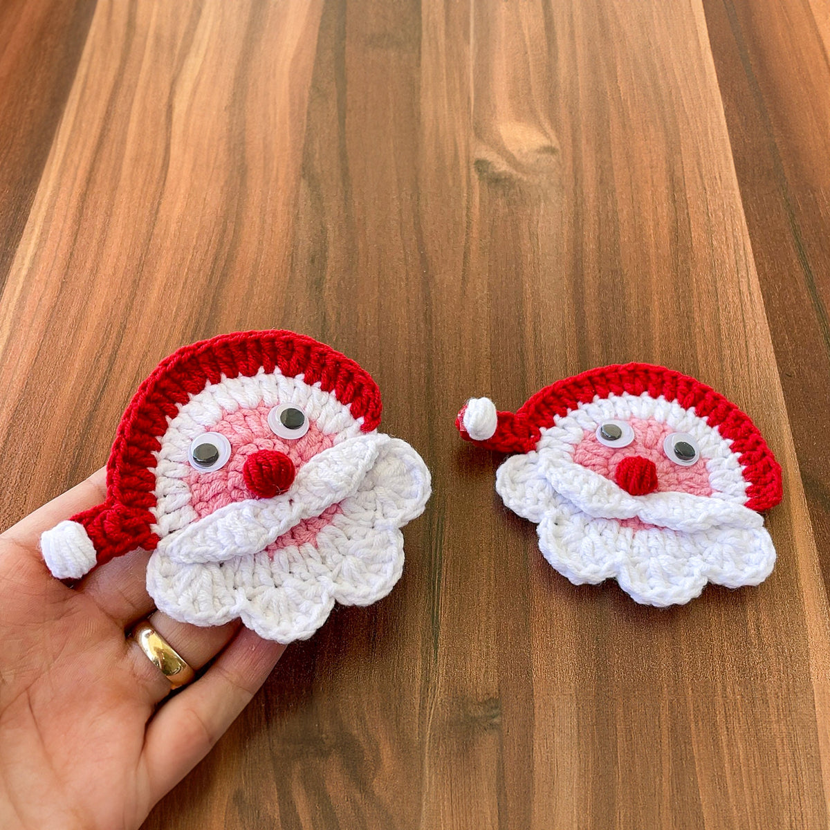 Crochet Santa Claus Face Applique Pattern - Crochet Xmas Tree Decor - Hand Trendy