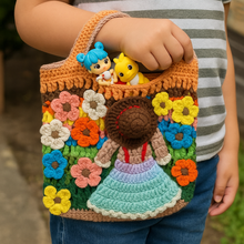 Crochet Flower Girl Bag Pattern PDF – Handmade Crochet Tote Tutorial – Floral Crochet Purse