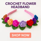 Colourful Crochet Rose Headband PDF Pattern - Crochet Hair Bow Clip For Kids - Hand Trendy