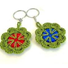 Retro Button Bloom Keychain Crochet Pattern, Easy Upcycled DIY Bag Charm PDF, Round Yarn Key Ring Motif Tutorial - Hand Trendy