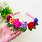 Colourful Crochet Rose Headband PDF Pattern - Crochet Hair Bow Clip For Kids - Hand Trendy