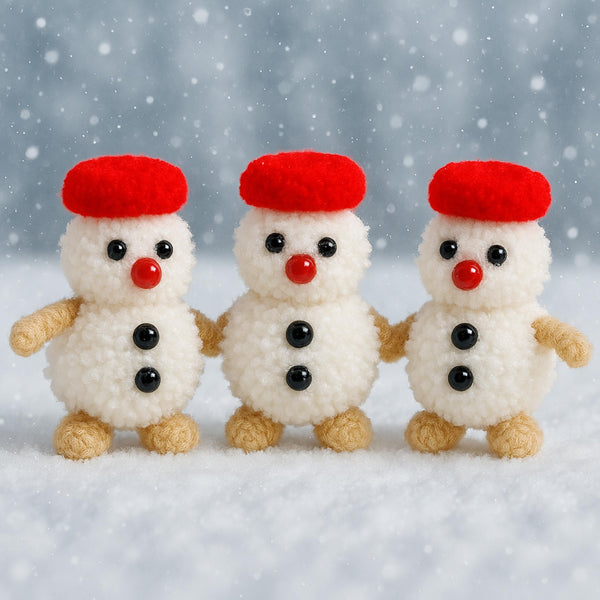 Pom Pom Snowman DIY Craft Pattern, Easy Snowman Tutorial for Winter Decorations - Hand Trendy