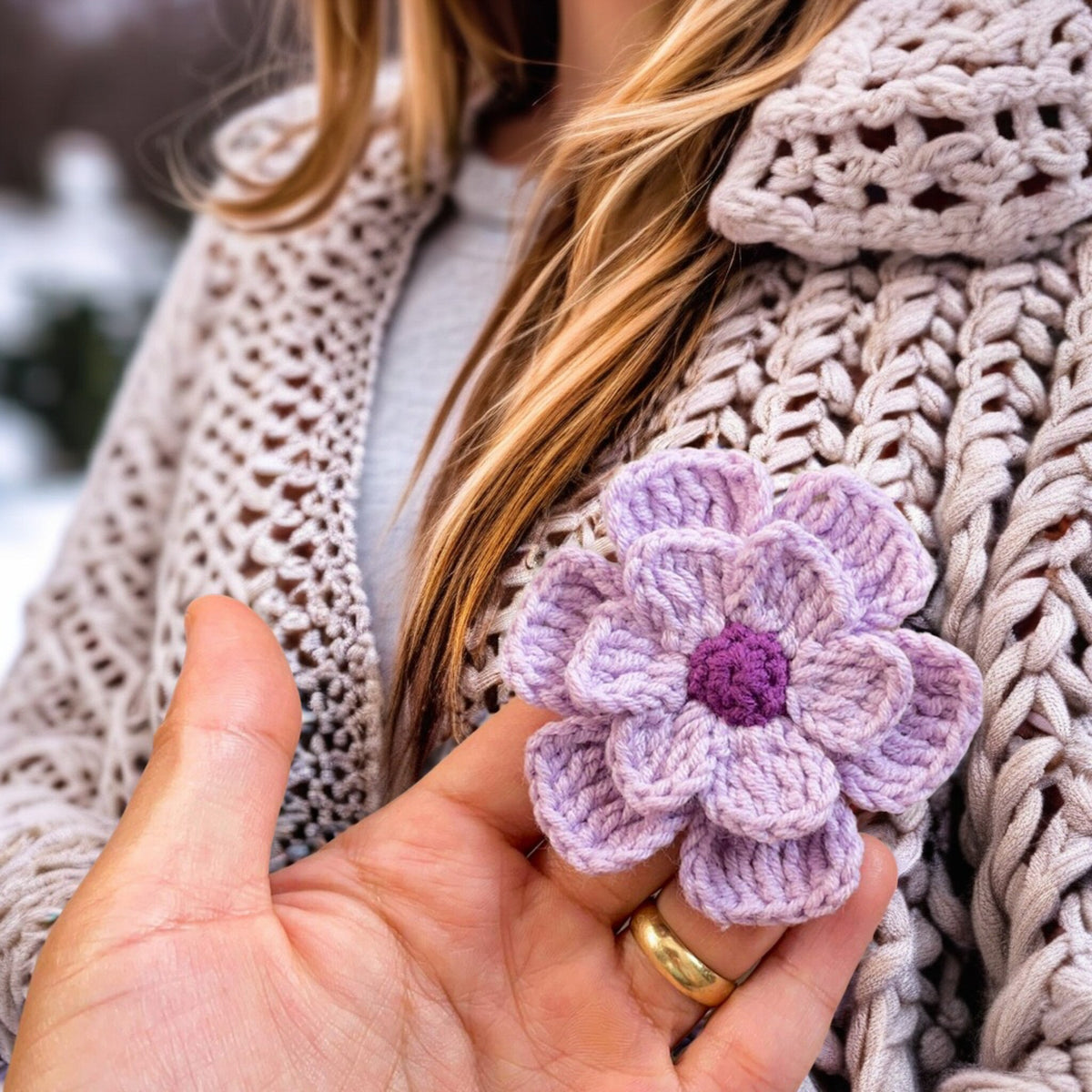 3D Flower Crochet Brooch Pattern PDF Guide - Easy Crochet Flower Motif - Hand Trendy