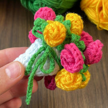 Folded Rose Bouquet Keychain Pattern, Crochet Floral Bag Charm, Mini Flower Cone Ornament PDF Tutorial