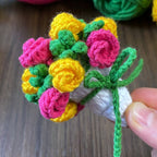 Folded Rose Bouquet Keychain Pattern, Crochet Floral Bag Charm, Mini Flower Cone Ornament PDF Tutorial