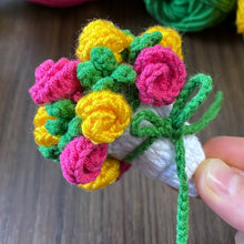 Folded Rose Bouquet Keychain Pattern, Crochet Floral Bag Charm, Mini Flower Cone Ornament PDF Tutorial