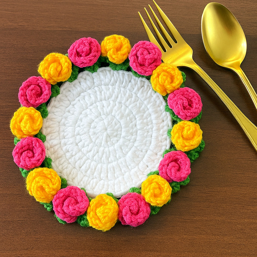 Folded Rose Bouquet Keychain Pattern, Crochet Floral Bag Charm, Mini Flower Cone Ornament PDF Tutorial