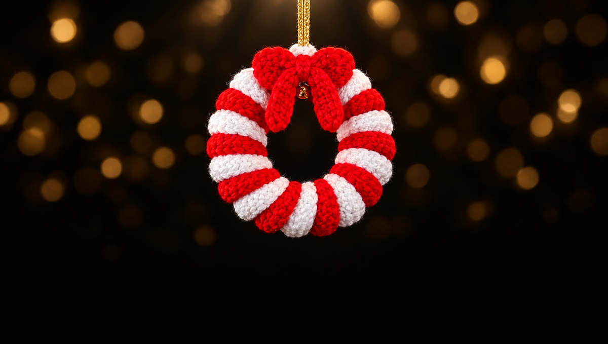 Candy cane crochet wreath pattern