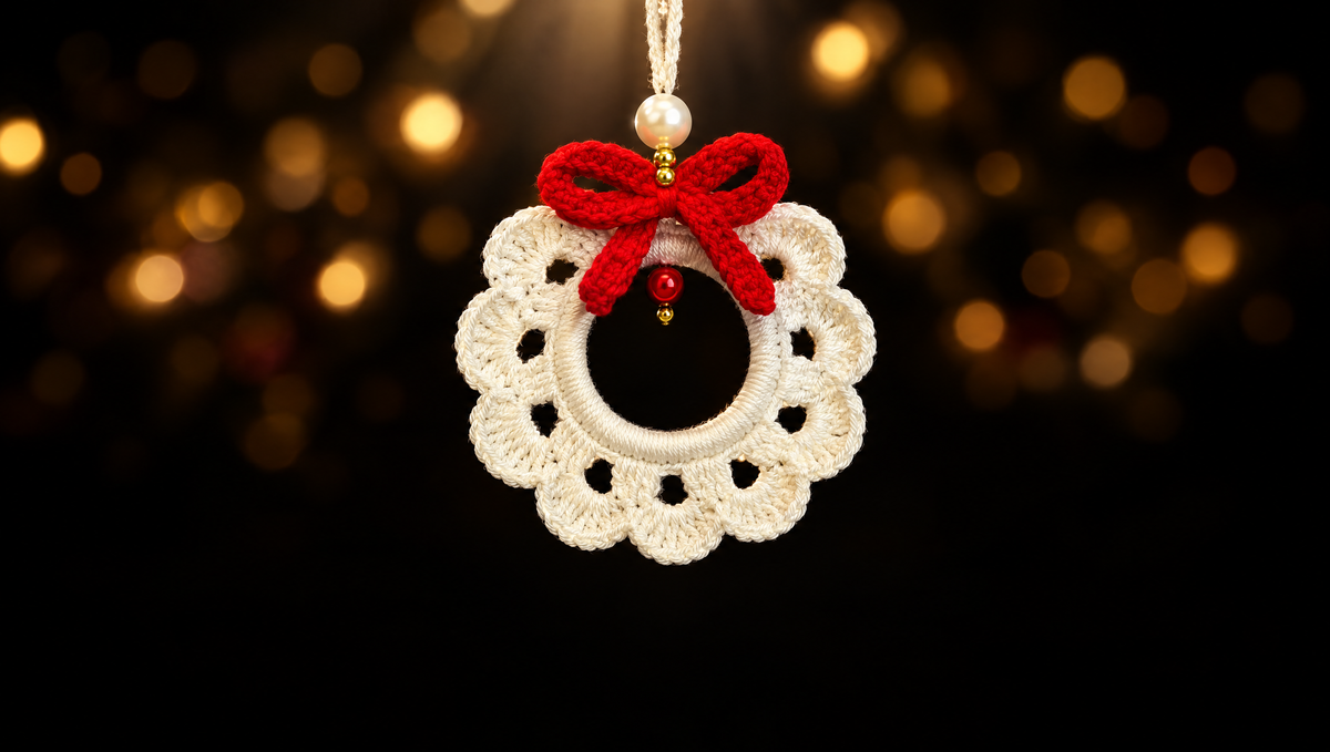 Crochet wreath ornament pattern