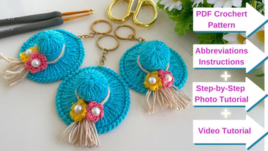 Crochet Mini Hat Pattern - Miniature Vacation Straw Hat - Tiny Crochet Ornaments