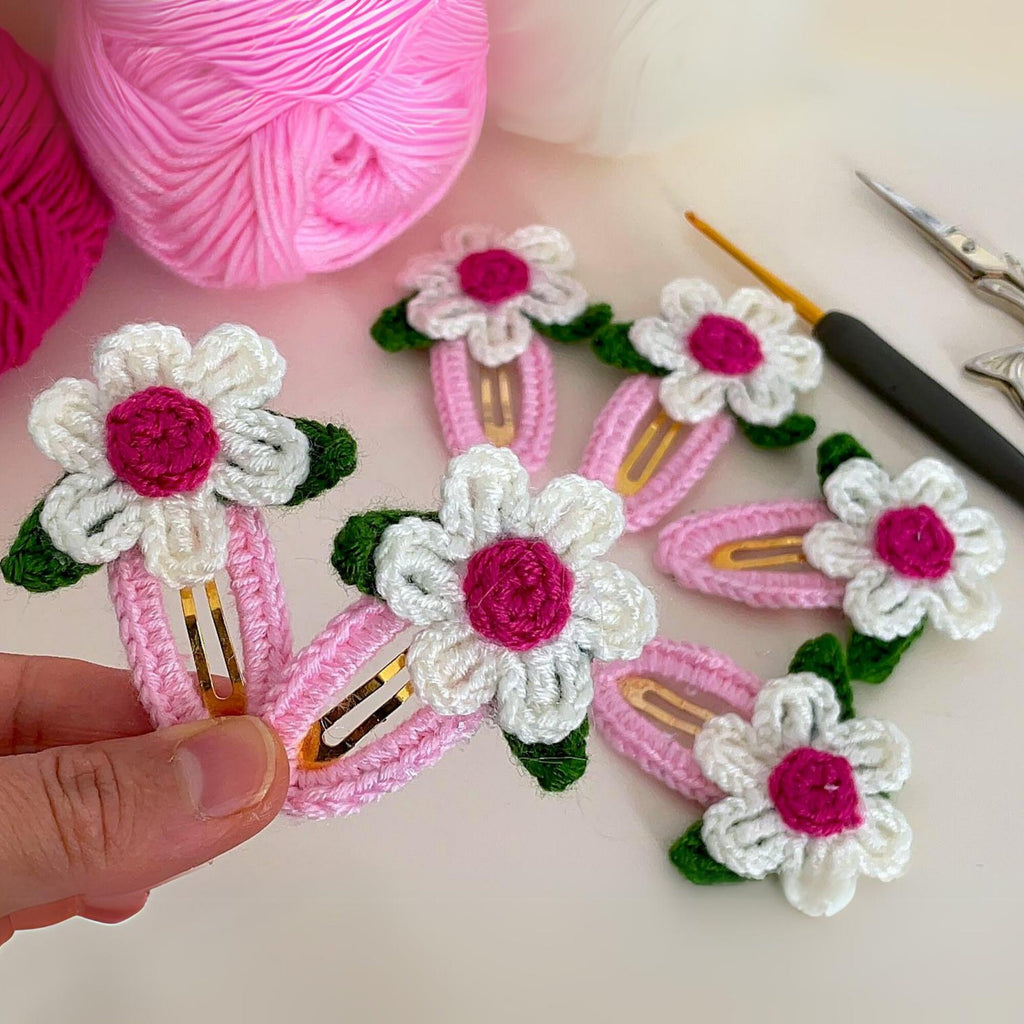 Floral Crochet Hair Clips Pattern PDF - Baby Hair Barrettes Pattern - Hand Trendy