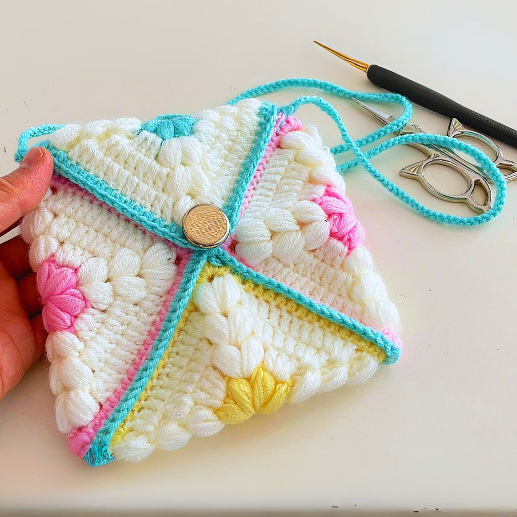 Pastel Flower Crochet Bag PDF Pattern– Colorful Yarn Purse Design - Hand Trendy