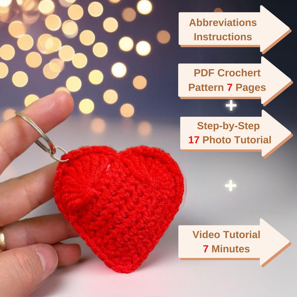 Valentine's Day Crochet Heart Keychain | Cute Amigurumi Heart Pattern | Unique Gift for Her or Couples | Easy Beginner Crochet