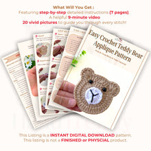 Easy Crochet Teddy Bear Applique Pattern | Cute Moon Bear Pattern for Baby Blankets and Keychains