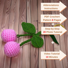Crochet Cherry Keychain PDF Pattern – Amigurumi Fruit Keyring Tutorial – DIY Cute Handmade Yarn Key Chain Digital Download