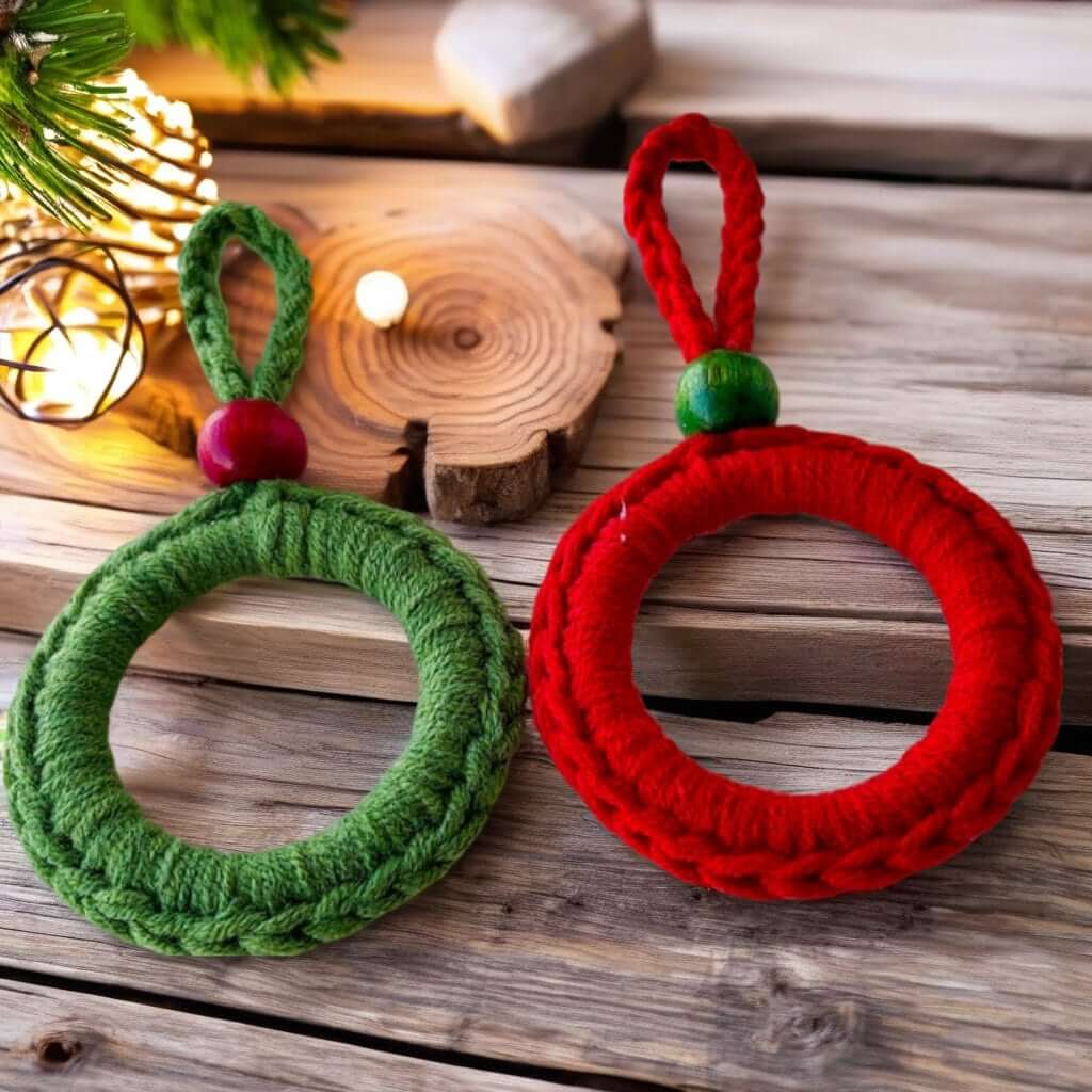 Close-up texture and details of crochet wreath