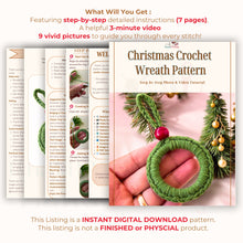 Christmas Crochet Wreath Pattern - Christmas Tree Decoration - Christmas Ornament Pattern | Easy PDF for Beginners