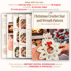 Christmas Crochet Star & Wreath Pattern PDF - Christmas Tree Decor for Beginners - Hand Trendy