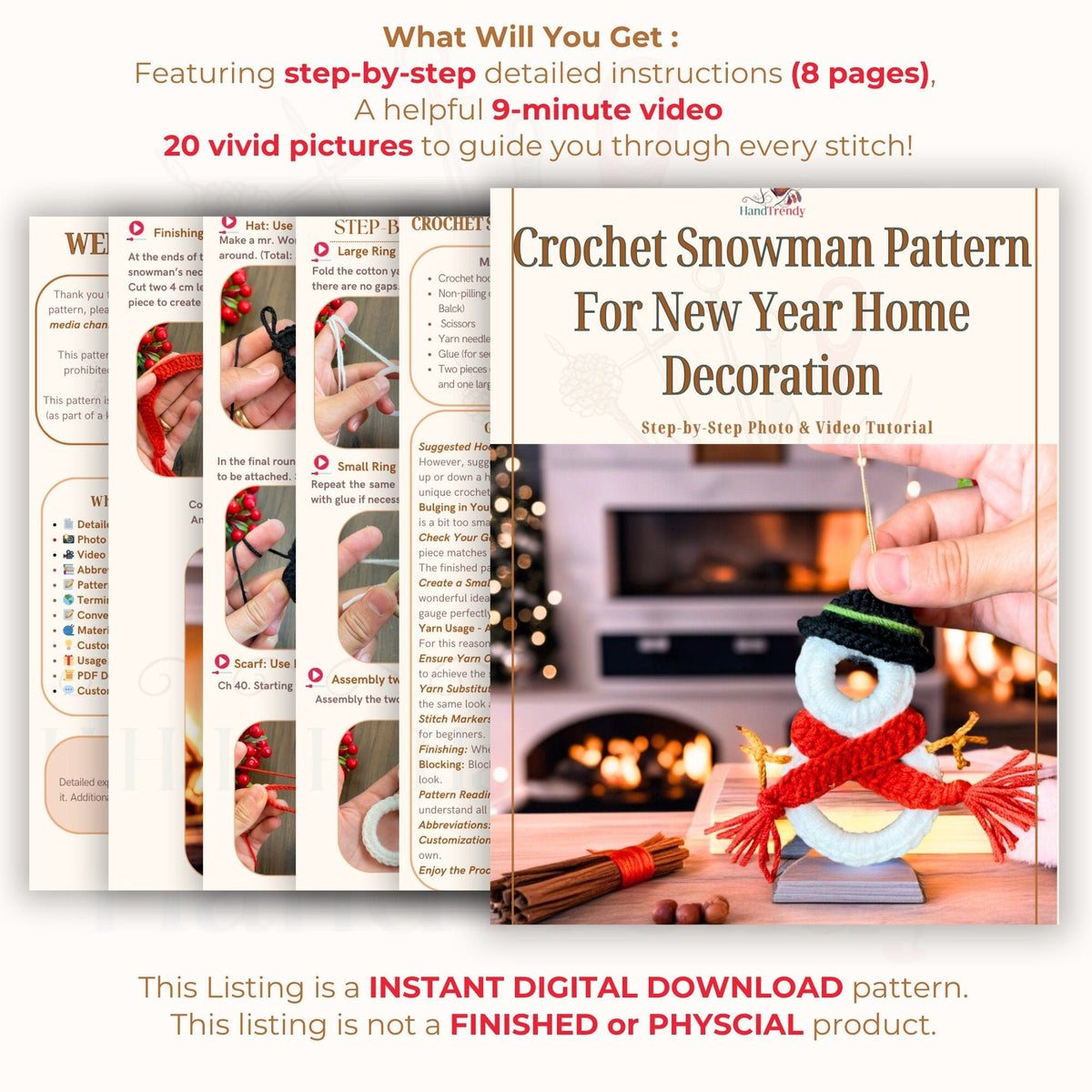 Crochet Snowman Pattern - Easy Holiday Decor - Pattern for Beginners - Hand Trendy
