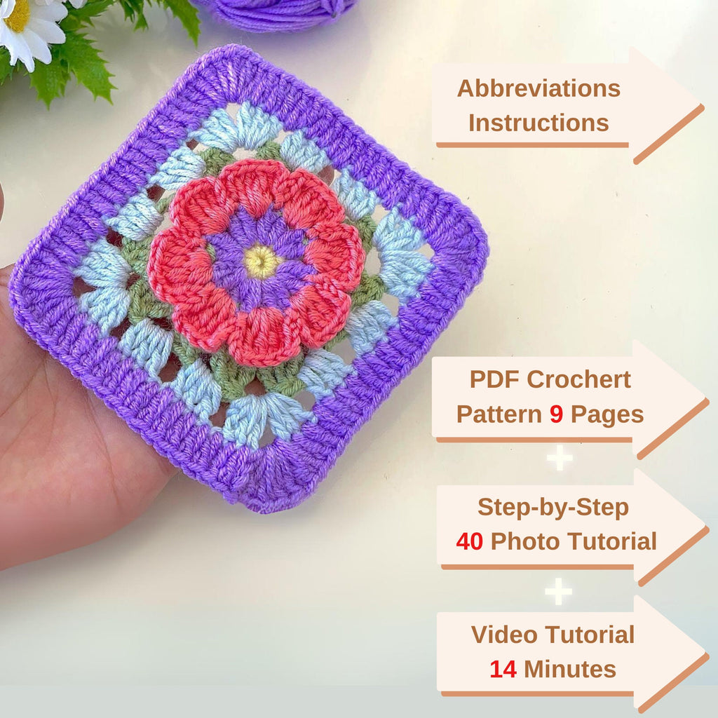 3D Granny Square Pattern | Easy Baby Blanket & Pillow| Easy Crochet Square DIY Pattern for Beginners - Hand Trendy