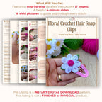 Floral Crochet Hair Clips Pattern PDF - Baby Hair Barrettes Pattern - Hand Trendy