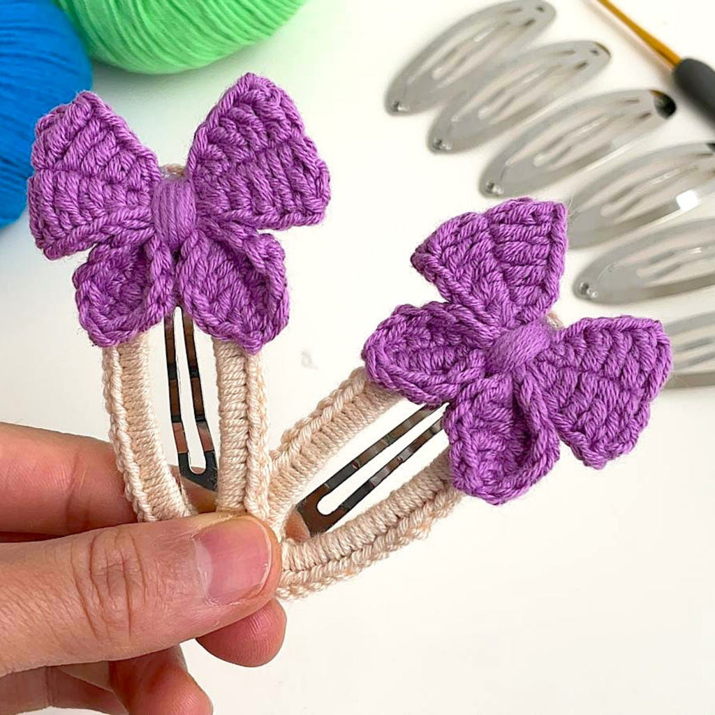 Crochet Butterfly Hair Clip PDF Pattern– DIY Bow Barrette for Girls - Hand Trendy