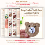 Easy Crochet Teddy Bear Pattern - Moon Bear Applique - Pattern for Beginners - Hand Trendy