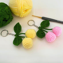 Crochet Cherry Keychain PDF Pattern – Amigurumi Fruit Keyring Tutorial – DIY Cute Handmade Yarn Key Chain Digital Download