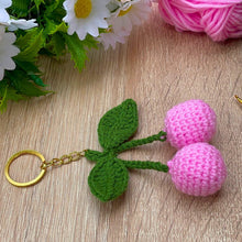 Crochet Cherry Keychain PDF Pattern – Amigurumi Fruit Keyring Tutorial – DIY Cute Handmade Yarn Key Chain Digital Download