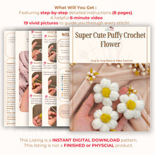 Super Cute Puffy Crochet Flower - Cute Decorative Embellishment for Sweater and Cardigan Decor - Colorful Crochet Daisy Applique