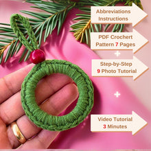 Christmas Crochet Wreath Pattern - Christmas Tree Decoration - Christmas Ornament Pattern | Easy PDF for Beginners