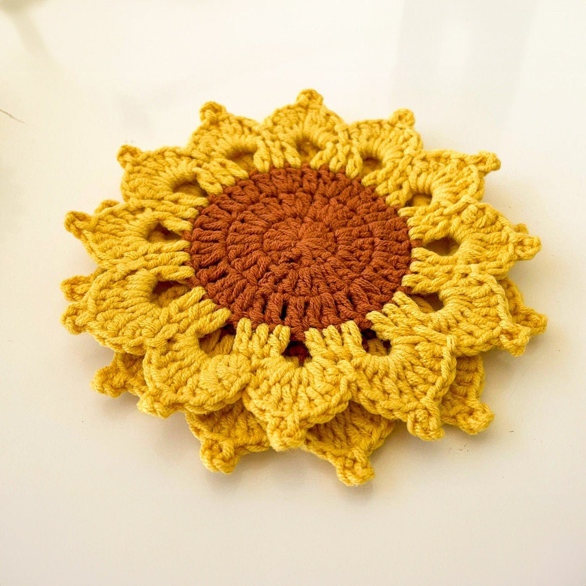 Sunflower Crochet Coasters PDF Pattern - Handmade Doily Coaster Set for Coffee and Tea - Hand Trendy