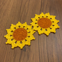 Cute Sunflower Crochet Coasters - Handmade Doily Coaster Set for Coffee and Tea - Fall Themed Sunflower Crochet Coaster Gift