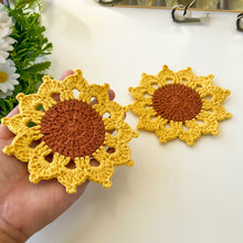 Cute Sunflower Crochet Coasters - Handmade Doily Coaster Set for Coffee and Tea - Fall Themed Sunflower Crochet Coaster Gift