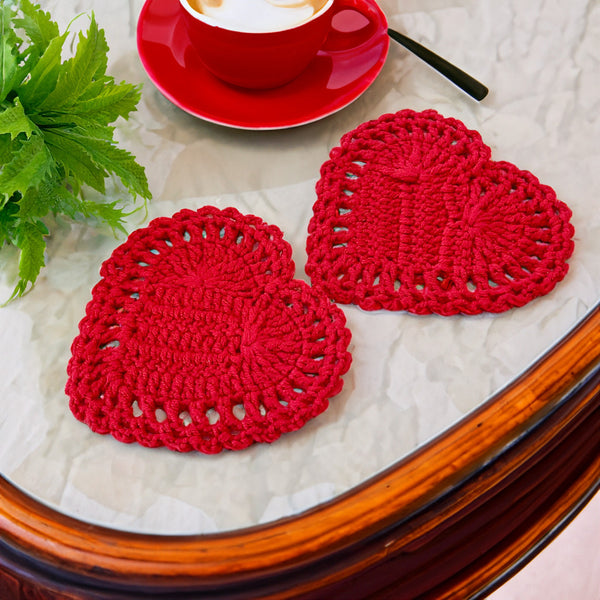 Valentine's Crochet Pattern PDF for Cute Home Decor - Crochet Heart Coasters Set - Instant Download Crochet Gift Pattern