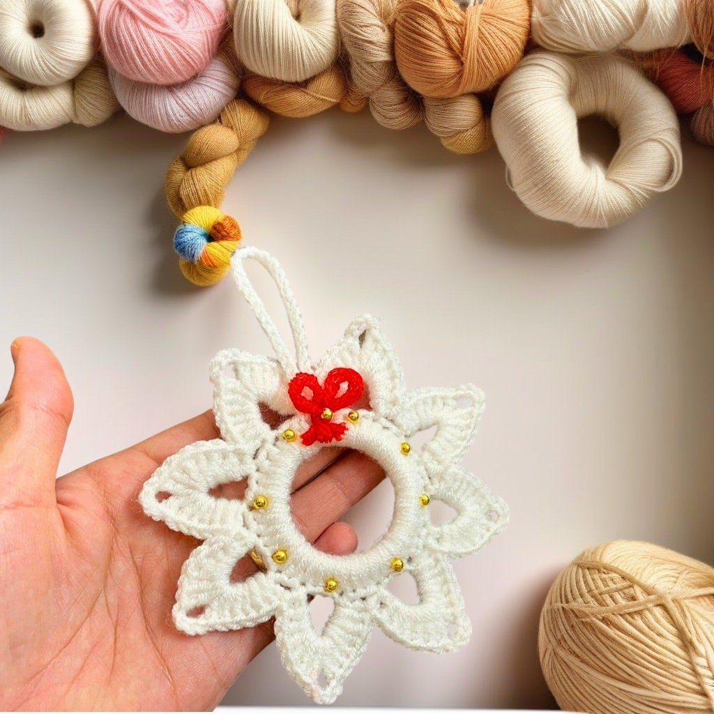 Christmas Crochet Star & Wreath Pattern PDF - Christmas Tree Decor for Beginners - Hand Trendy