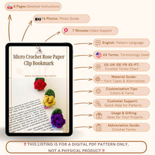 Micro Crochet Rose Paper Clip Bookmark, Cute Floral Planner Accessories, Perfect Gift for Book Lovers and Journal Enthusiasts