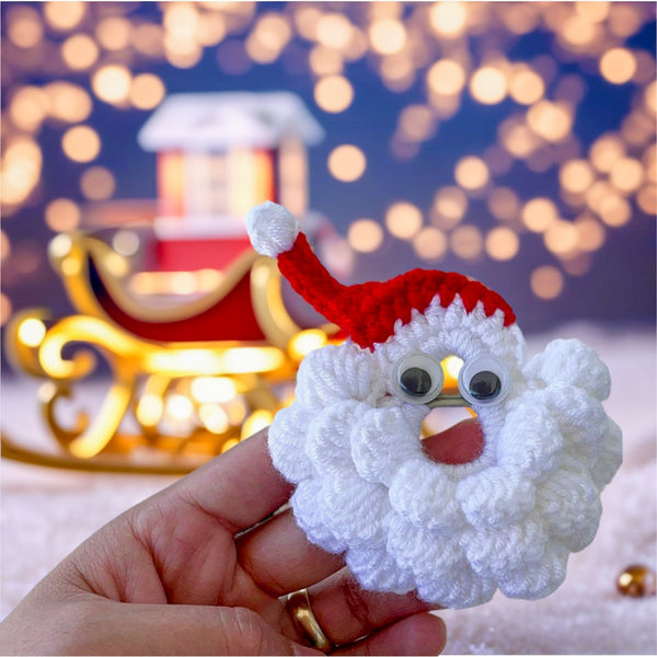 Crochet Santa Claus Face Applique - Crochet Xmas Tree Decor - Beginner-Friendly Crochet Santa Claus Pattern
