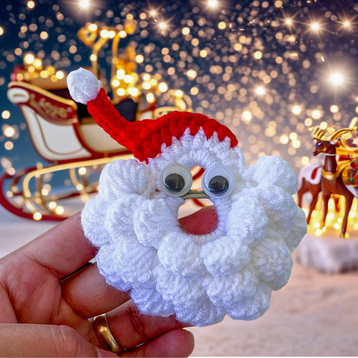 Crochet Santa Face - Xmas Decor Pattern - Friendly Crochet Santa Claus Pattern - Hand Trendy