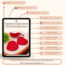 Valentine's Crochet Pattern PDF for Cute Home Decor - Crochet Heart Coasters Set - Instant Download Crochet Gift Pattern