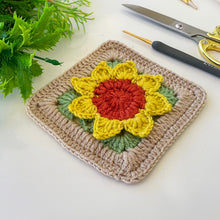 Crochet sunflower granny square pattern perfect for handmade home decor, blankets, and unique crochet projects. Instant PDF download available.