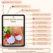 Crochet Santa Hat Coasters Pattern, Decorative Crochet Xmas Coasters for Holiday Home Decor, Ideal for Coffee Lovers