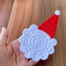 Crochet Santa Hat Coasters Pattern, Decorative Crochet Xmas Coasters for Holiday Home Decor, Ideal for Coffee Lovers