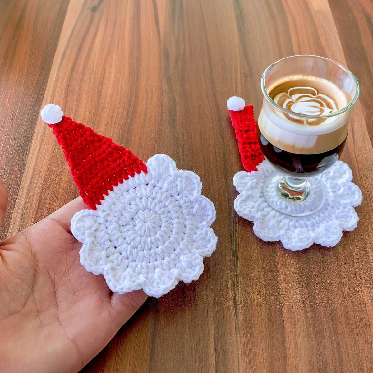 Crochet Santa Hat Coasters Pattern - Ideal for Coffee Lovers - Hand Trendy